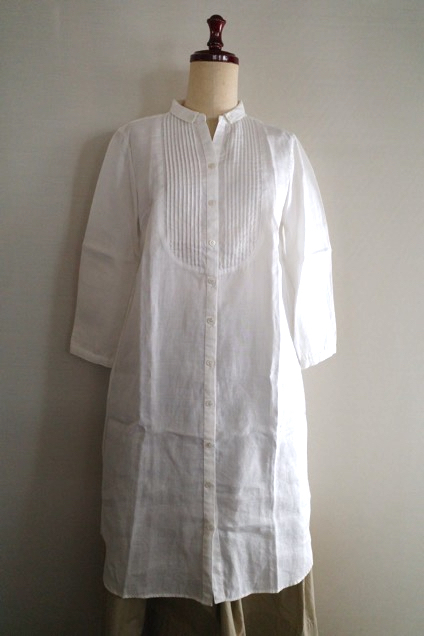 ecru NOLLEY'S エクリュ ノーリーズ 麻100% リネン 7~8分袖 チュニック丈ブラウス シャツ 羽織 共布ベルト付き 白 サイズ38拍卖