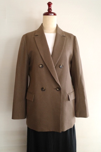 NOLLEY'S ノーリーズ ガンクラブチェック ダブルジャケット 羽織 ブラウン系 サイズ36拍卖