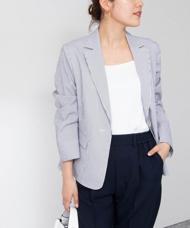 NOLLEY'S ノーリーズ ウォッシャブルサッカーテーラージャケット 羽織 サイズ36拍卖