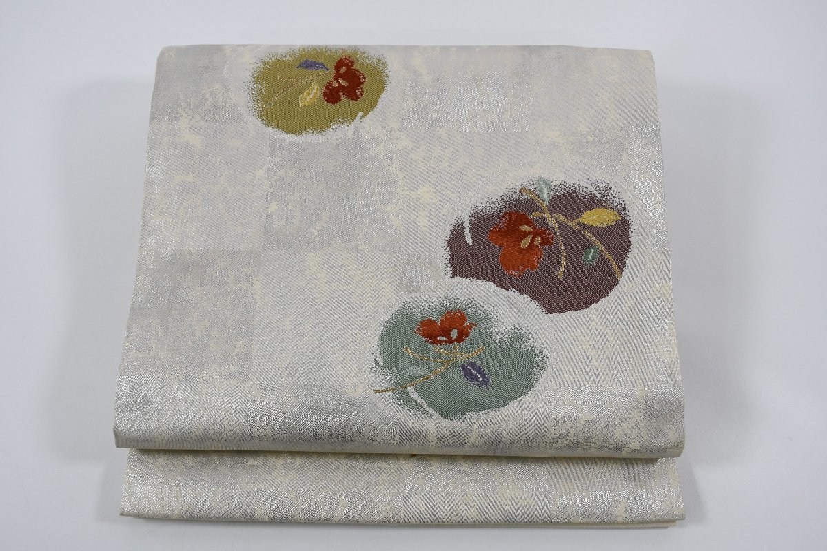 袋名古屋帯 花 六通柄 お太鼓柄 帯丈364cm ★着物屋 ne-8230 桜庭呉服店拍卖