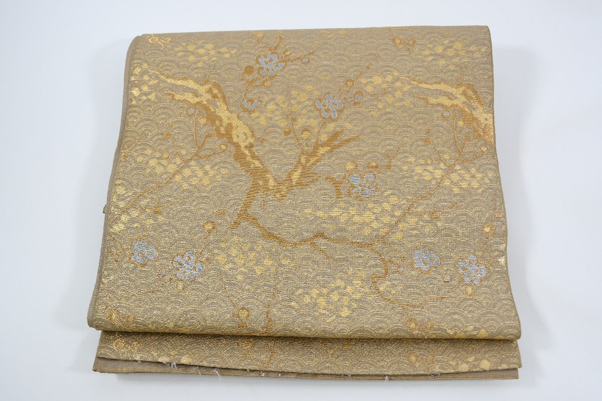 袋名古屋帯 未仕立て 六通柄 金糸 梅 帯丈396cm ★着物屋 ne-8377 桜庭呉服店拍卖