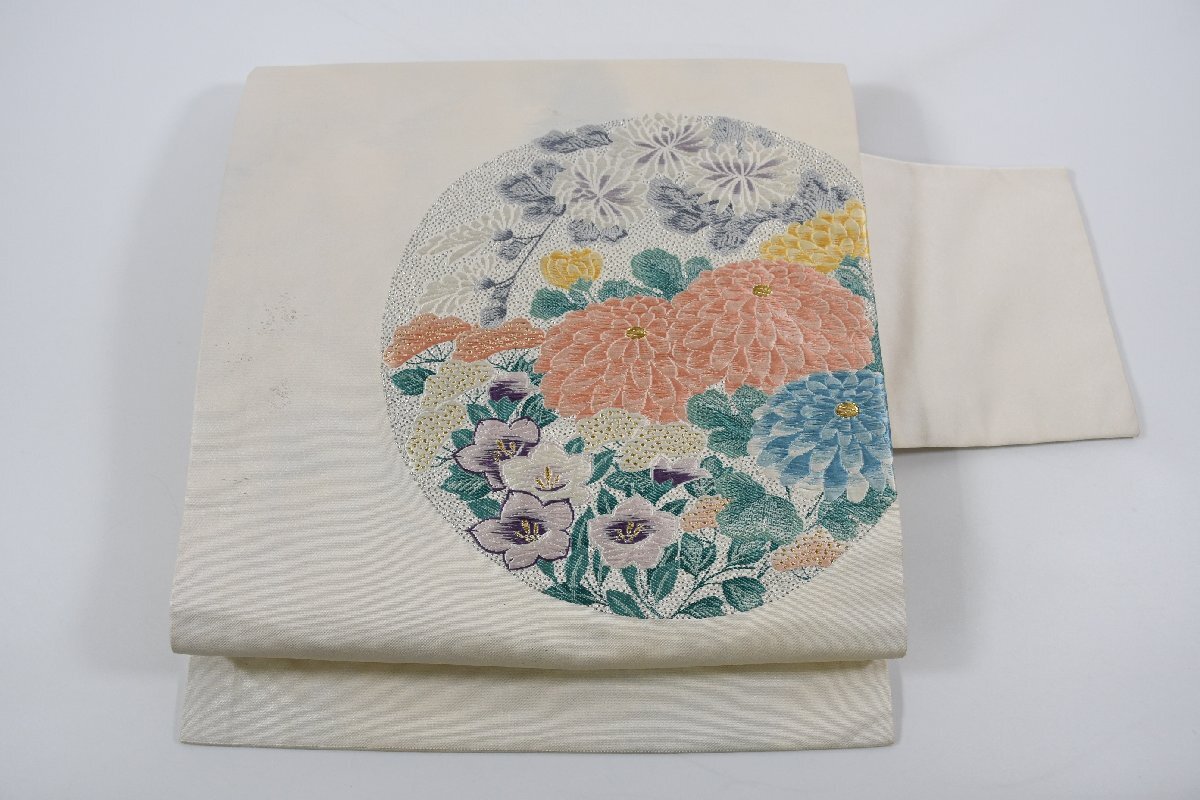 名古屋帯 丸 花 菊 帯丈351cm ★着物屋 ne-8770 桜庭呉服店拍卖