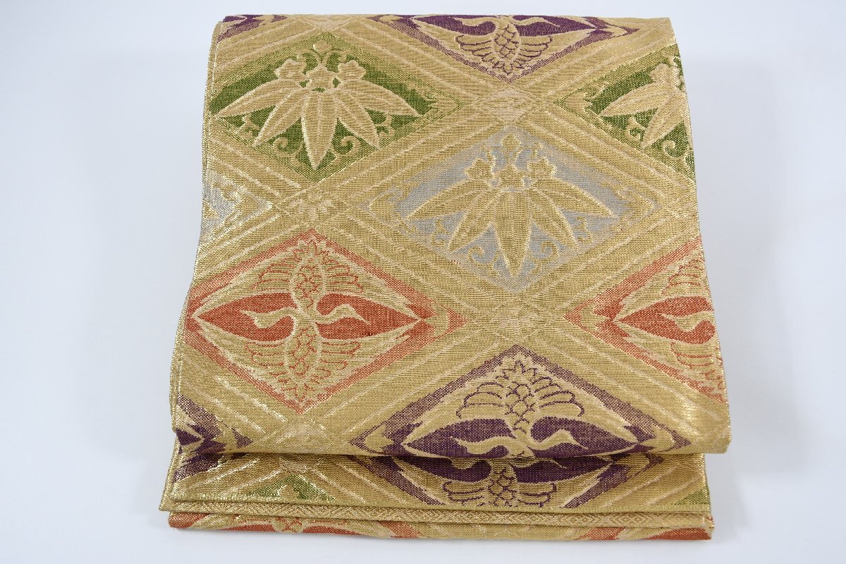 袋名古屋帯 六通柄 菱文 帯丈416cm ★着物屋 ne-8863 桜庭呉服店拍卖