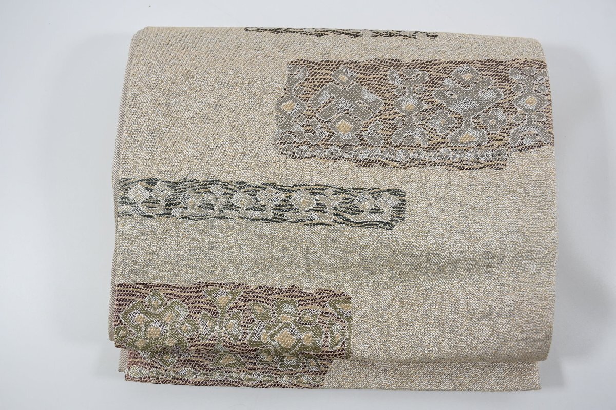 袋名古屋帯 六通柄 幾何学模様 帯丈376cm ★着物屋 ne-8909 桜庭呉服店拍卖