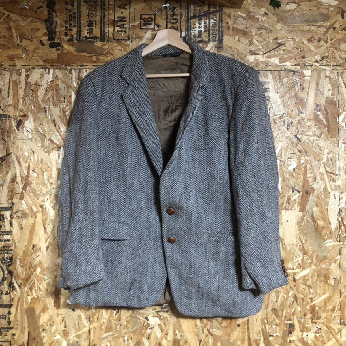 70s 80s Harris Tweed ハリスツイーUSA製 ヴィンテージ テーラードジャケット ウール 古着 ブレザー USA vintage ジャケット L相当拍卖