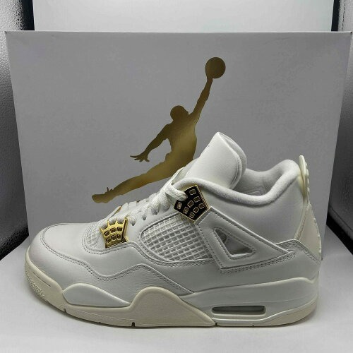 NIKE 2024 WMNS AIR JORDAN 4 RETRO WHITE&GOLD 27.5cm AQ9129-170 ナイキ ウィメンズ エアジョーダン4レトロ スニーカー拍卖