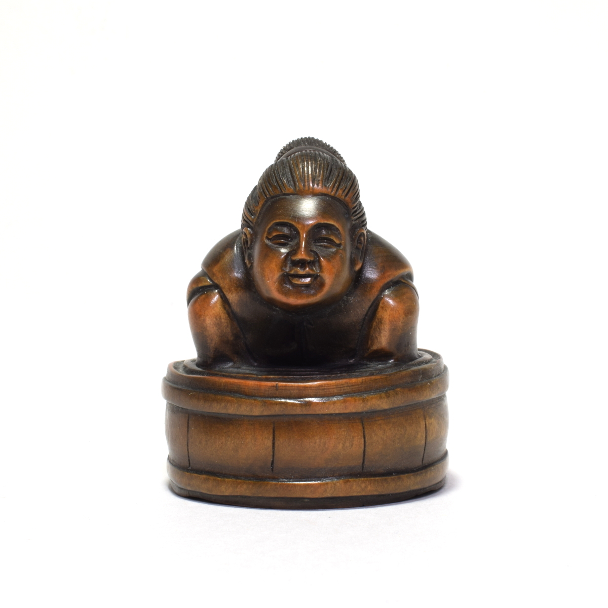 柘植 根付 樽の女性 手に注目 木彫品 木製 彫刻品 黄楊 na07-g-2拍卖