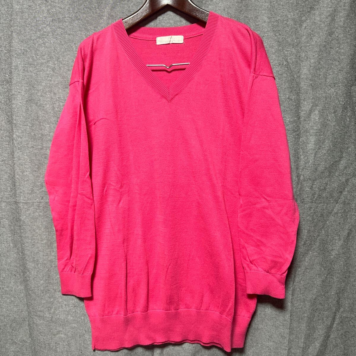 美品 JEANASIS cotton100%Vネック 薄手 ニット ピンク ば拍卖