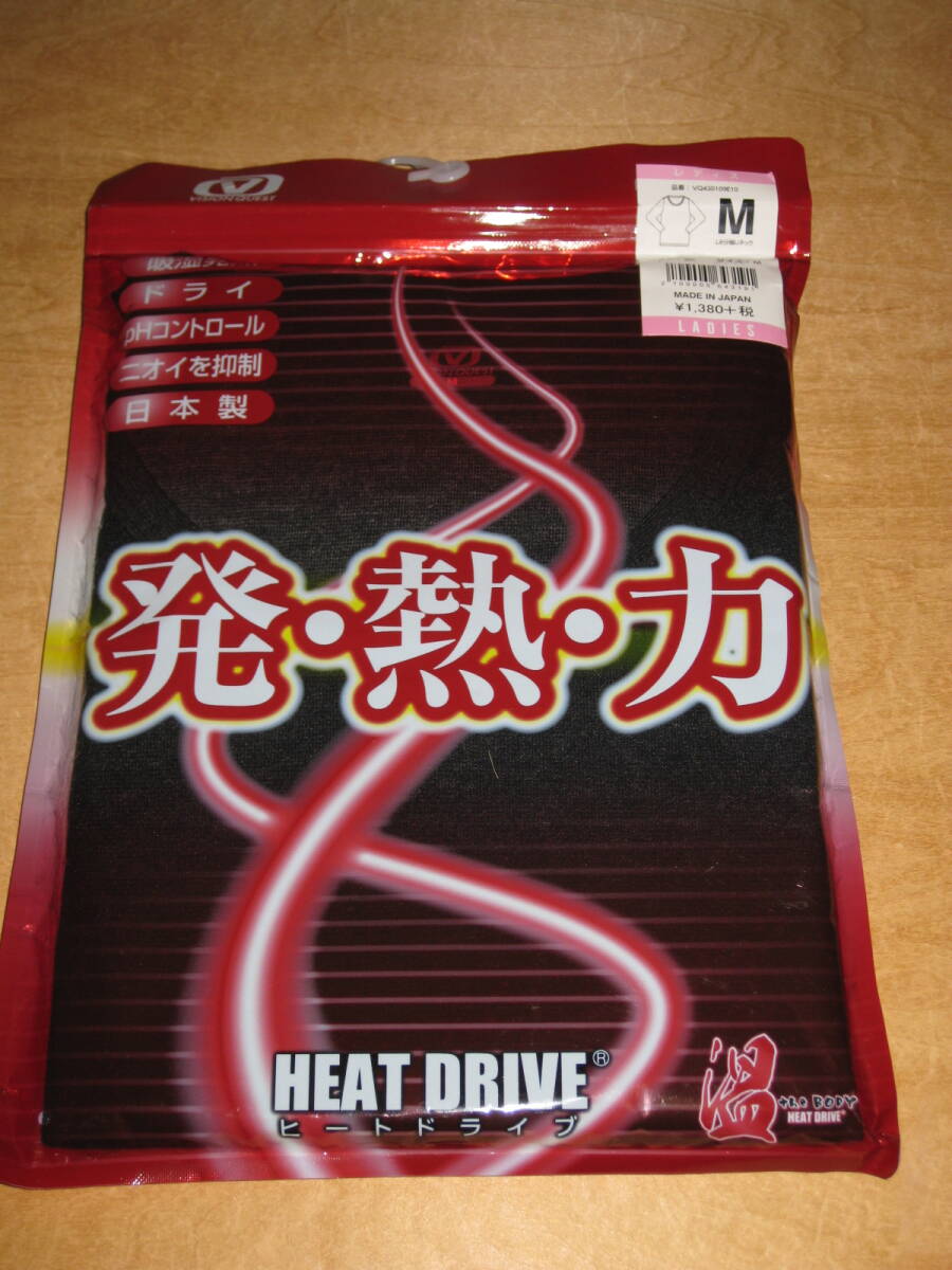 VISION QUEST ヒートドライブ 8分袖Uネック レディース Mサイズ ブラック 送¥185~ ■発熱 吸湿発熱 ドライ 臭いを中和 Tシャツ 長袖拍卖