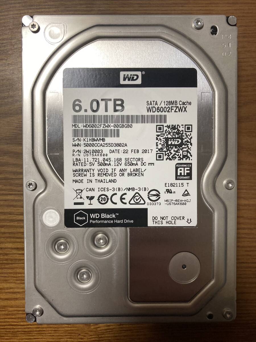 【希少モデル!】Western Digital ウェスタンデジタル WD Black WD6002FZWX 3.5インチ HDD 6TB(クリエイティブプロフェッショナル仕様)拍卖
