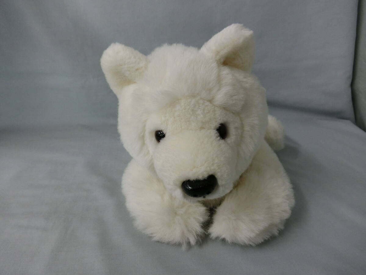 80s DAKIN 白い犬 クマ 動物 ぬいぐるみ ハンドパペット 全長:約29cm 寝そべり 1985年製 ビンテージ 昭和 レトロ 希少 レア拍卖