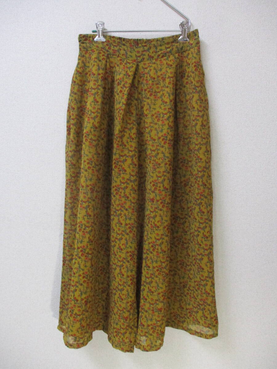 アズールバイマウジー AZUL BY MOUSY レディース ワイドパンツ ガウチョパンツ Mサイズ ブラウン系 花柄拍卖