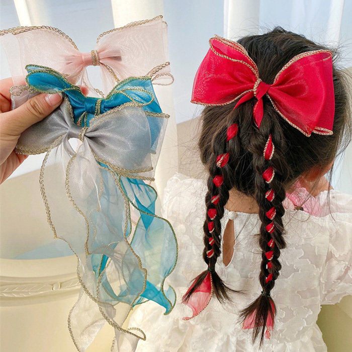 リボン ヘアアクセサリー ビッグリボン 子供 女の子 キッズ プレゼント 韓国ファッション 浴衣 七五三 発表会 パーティー 2個セット拍卖