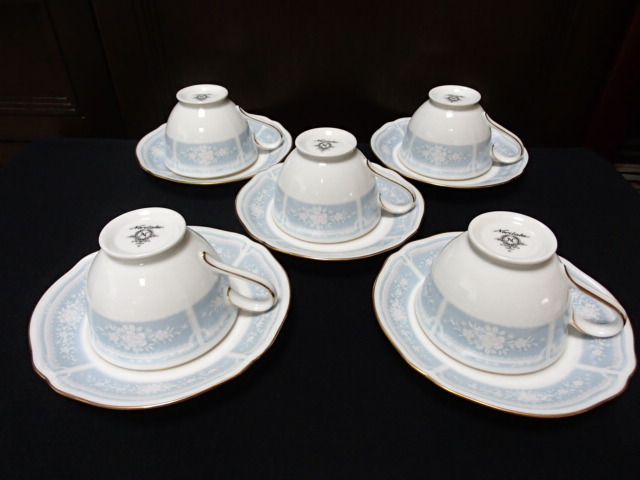【ハ】Noritake【レースウッドゴールド】(コーヒーC&S・・・5客)繊細な絵付け拍卖