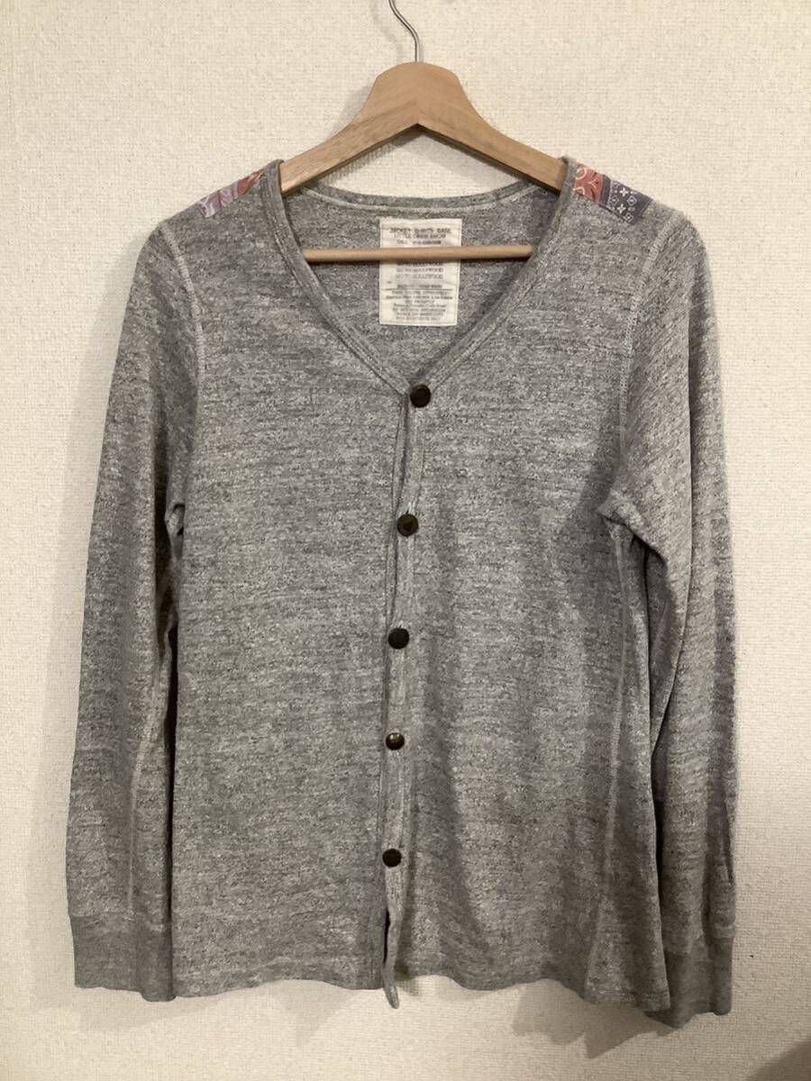 GO TO HOLLWOOD ゴウトゥハリウッド シルク混コットンカーディガン バンダナパッチワーク セレクト 霜降りグレー 古着拍卖