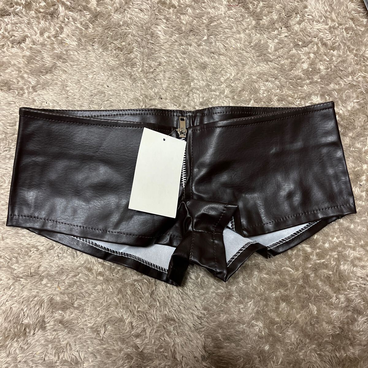 超お値打ち出品 小さめサイズ Lady's ストレッチフェイクレザーベリーショートパンツ ブラウン 新品未使用品試着のみ拍卖