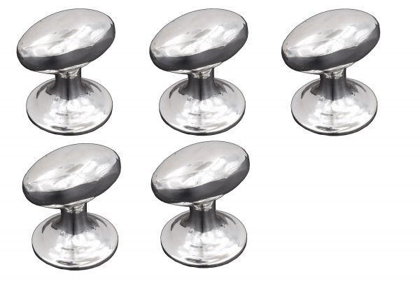 送料無料 訳アリ真鍮製つまみ 直径約30mm 5個セット 銀メッキ ヴィクトリアンCBノブ オーバル 1-1/4”x5拍卖