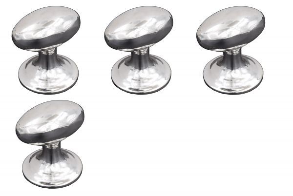 送料無料 訳アリ真鍮製つまみ 直径約30mm 4個セット 銀メッキ ヴィクトリアンCBノブ オーバル 1-1/4”x4拍卖
