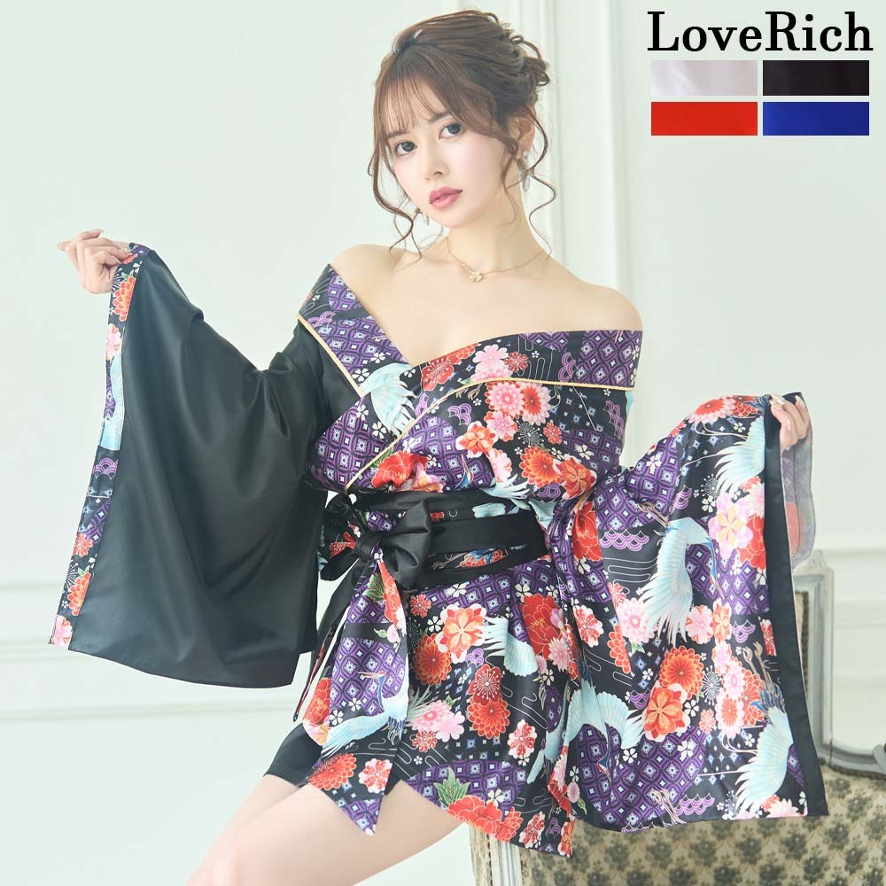 ★0954和柄鶴柄 ツートン 花魁着物ドレス★拍卖