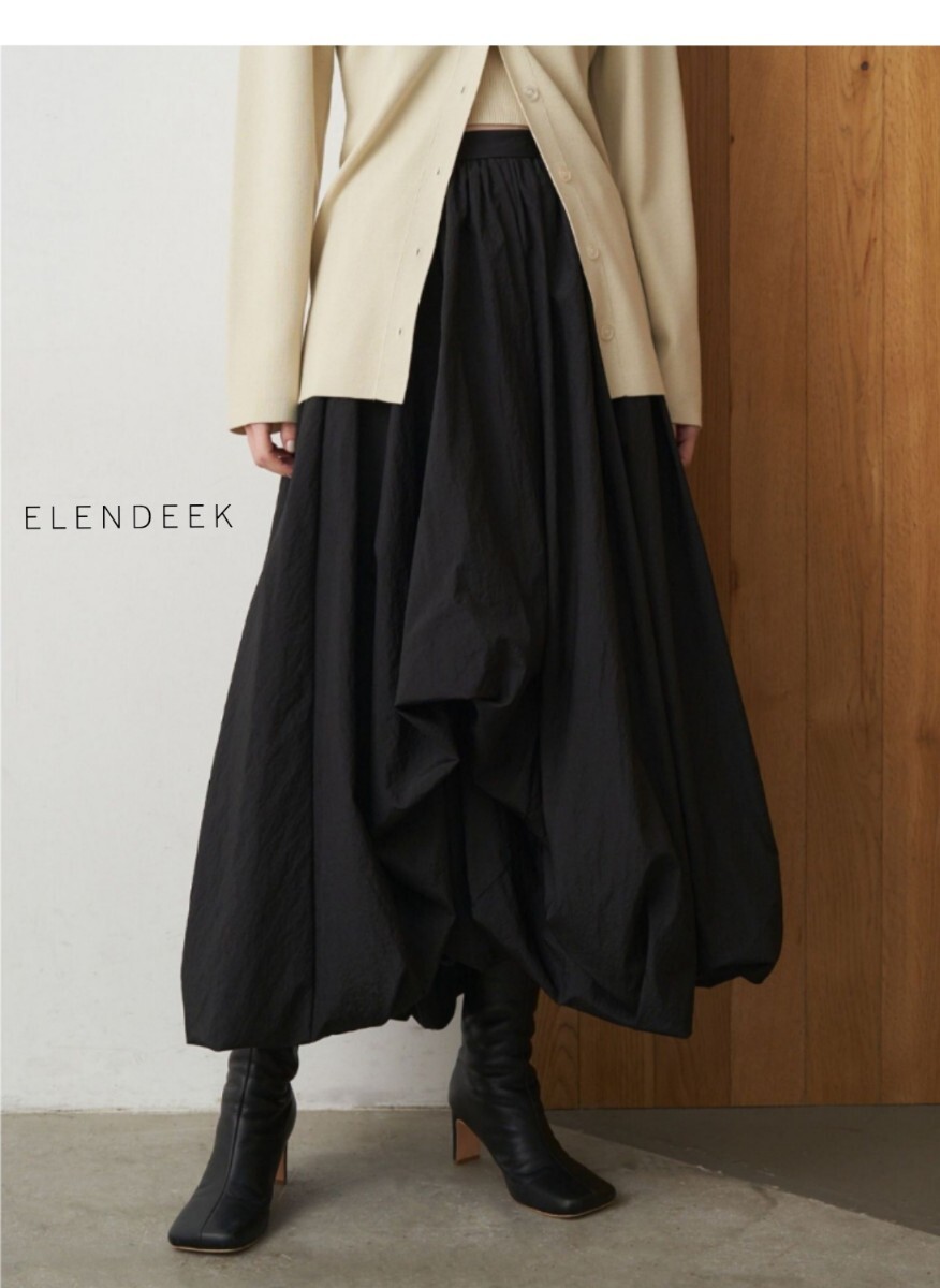未使用【エレンディーク】ELENDEEK バンキング バルーンスカート(2)定価22,000円 タフタ素材 ブラック ☆タグ付き拍卖