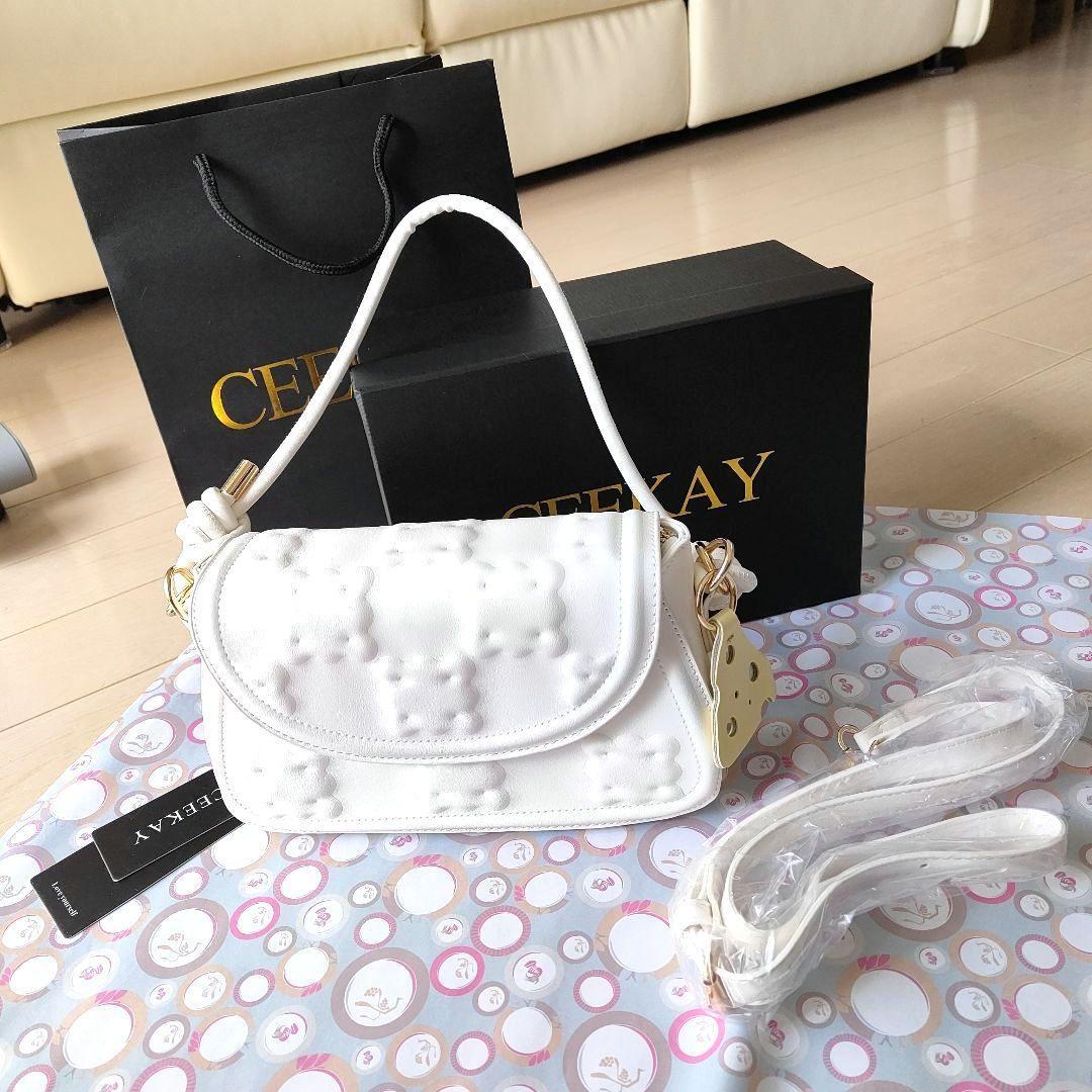 エンボスが可愛いショルダーバッグ レディース 斜め掛け ハンドバッグ 2WAY拍卖