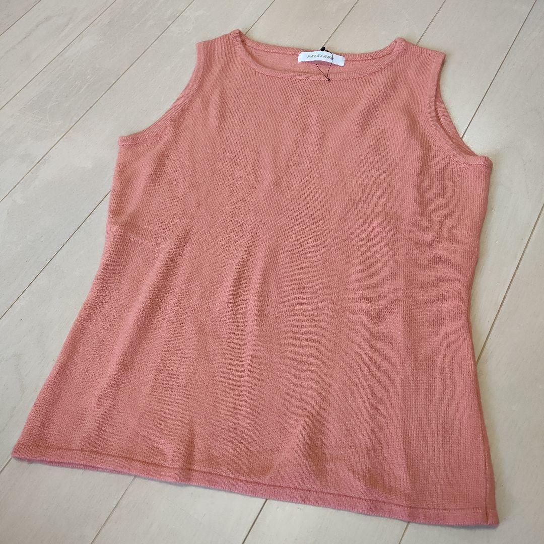 サーモンオレンジ ノースリーブニット サイズM拍卖