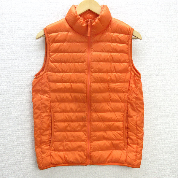 G■ユニクロ/UNIQLO ウルトラライトダウンベスト【S】オレンジ/men's/21【中古】■拍卖