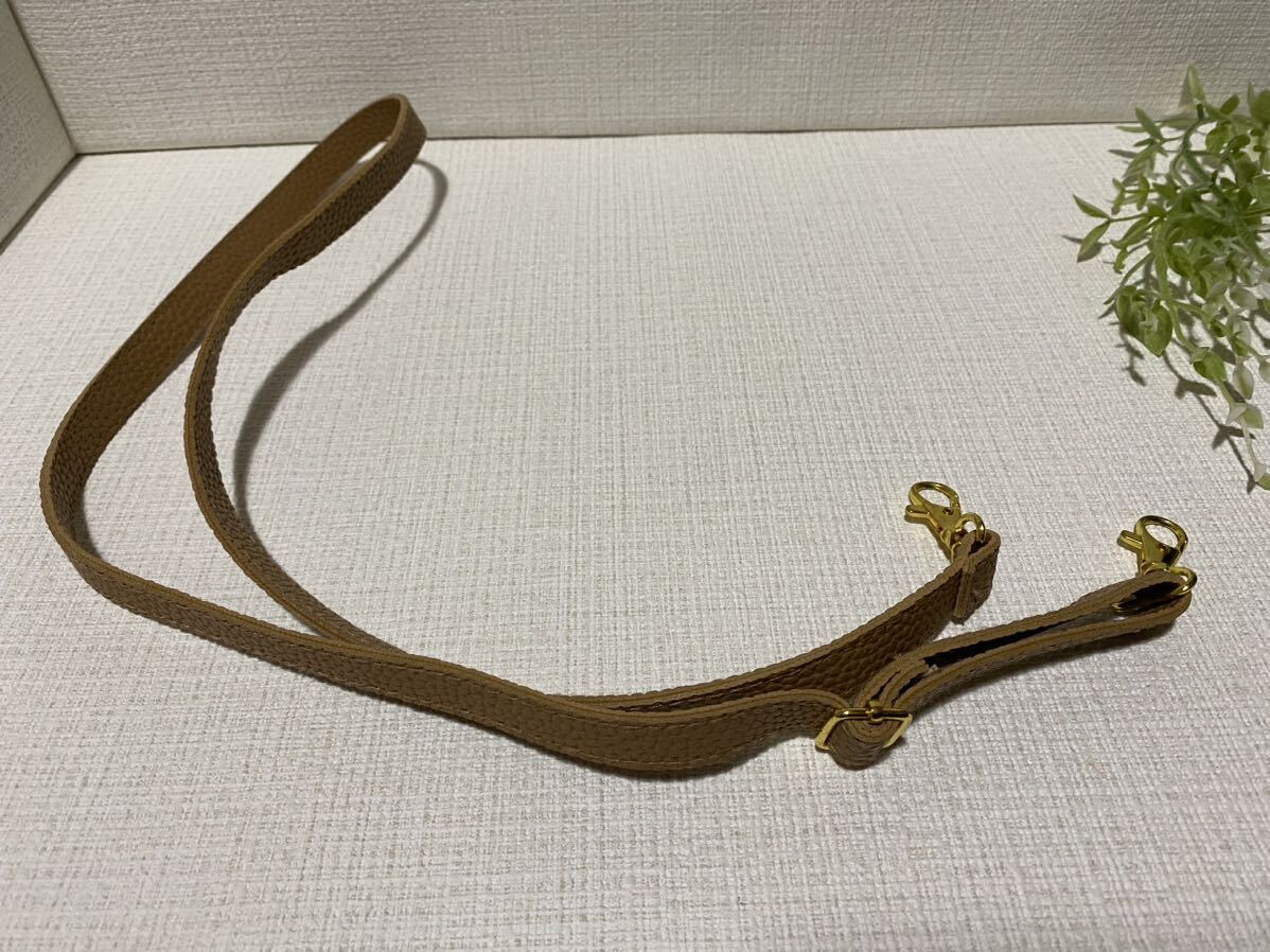 新品未使用☆合皮レザーショルダーストラップキャメルブラウンにゴールド金具ポーチカスタムハンドメイド手作り取り付け簡単♪拍卖