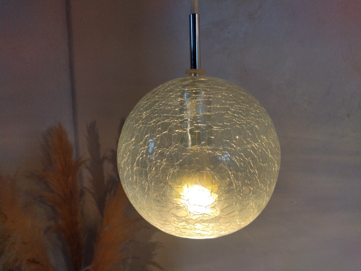 R60313-3 ナチュラルスタイル/クラッシュガラス/球体型/吊り下げペンダント②直径約15cm 拍卖