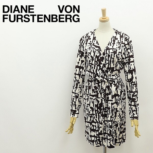 ◆DIANE von FURSTENBERG ダイアンフォン ファステンバーグ CALLISTAL/S シルク ジャージー 総柄 ラップ ドレス ワンピース 6拍卖