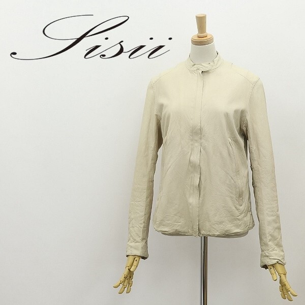 ◆Sisii シシ レザー ジップ シングル ライダース ジャケット アイボリー XS拍卖