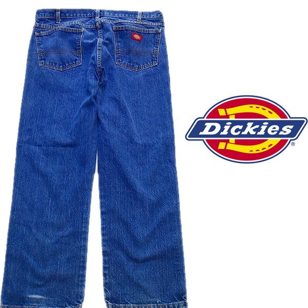 1点物◆ディッキーズDデニムパンツ9393ワイドジーンズ古着メンズ36XLレディースOKアメカジ90sストリートUSブランドワークパンツ中古372141拍卖