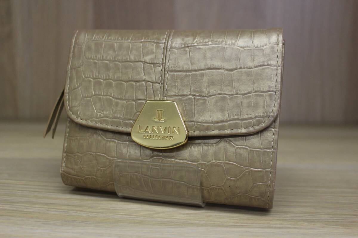 ★【中古美品】LANVIN ランバン 二つ折り 財布 サイフ クロコダイル 型押しレザー【Y4030701】★拍卖