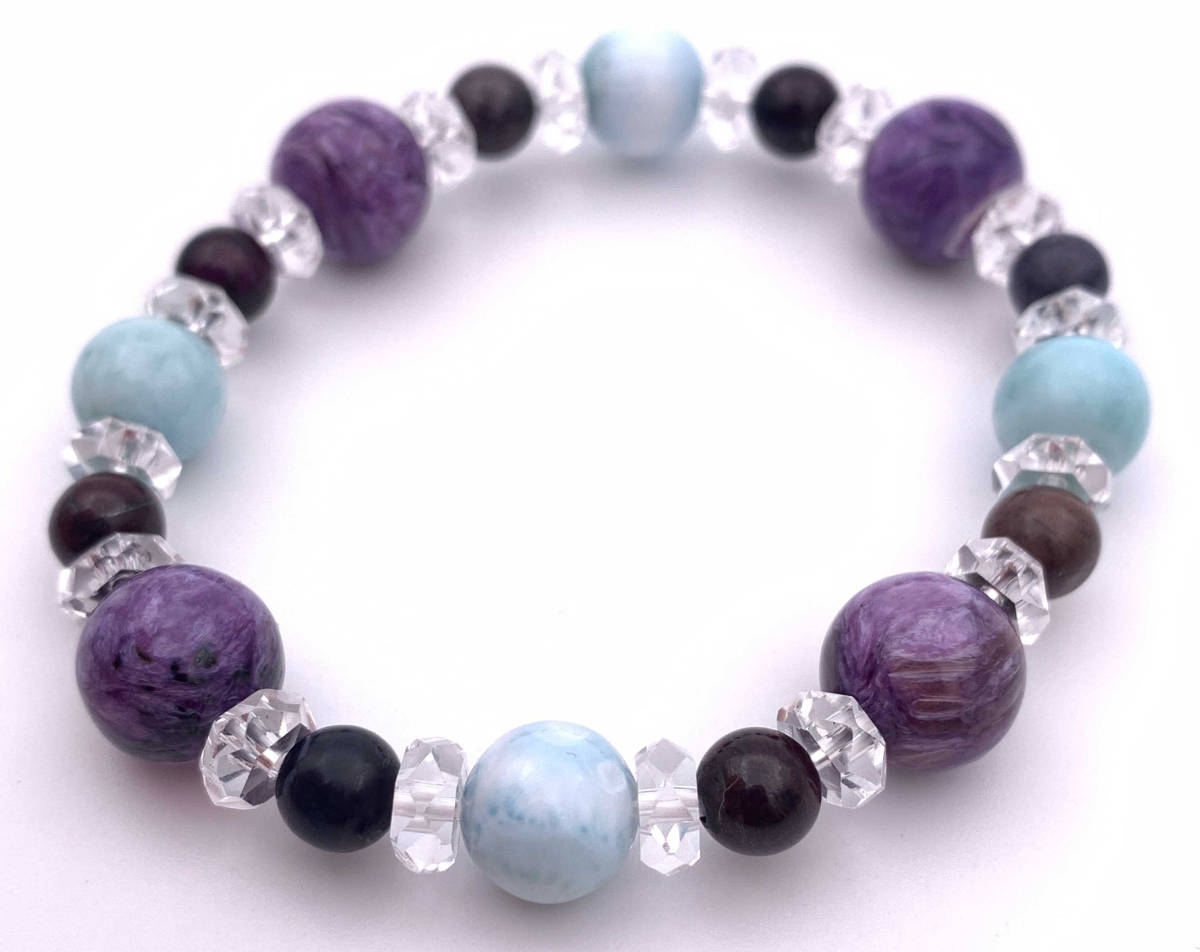 世界3大ヒーリングストーン☆天然石スギライト&ラリマー&チャロアイトのブレスレット-1拍卖