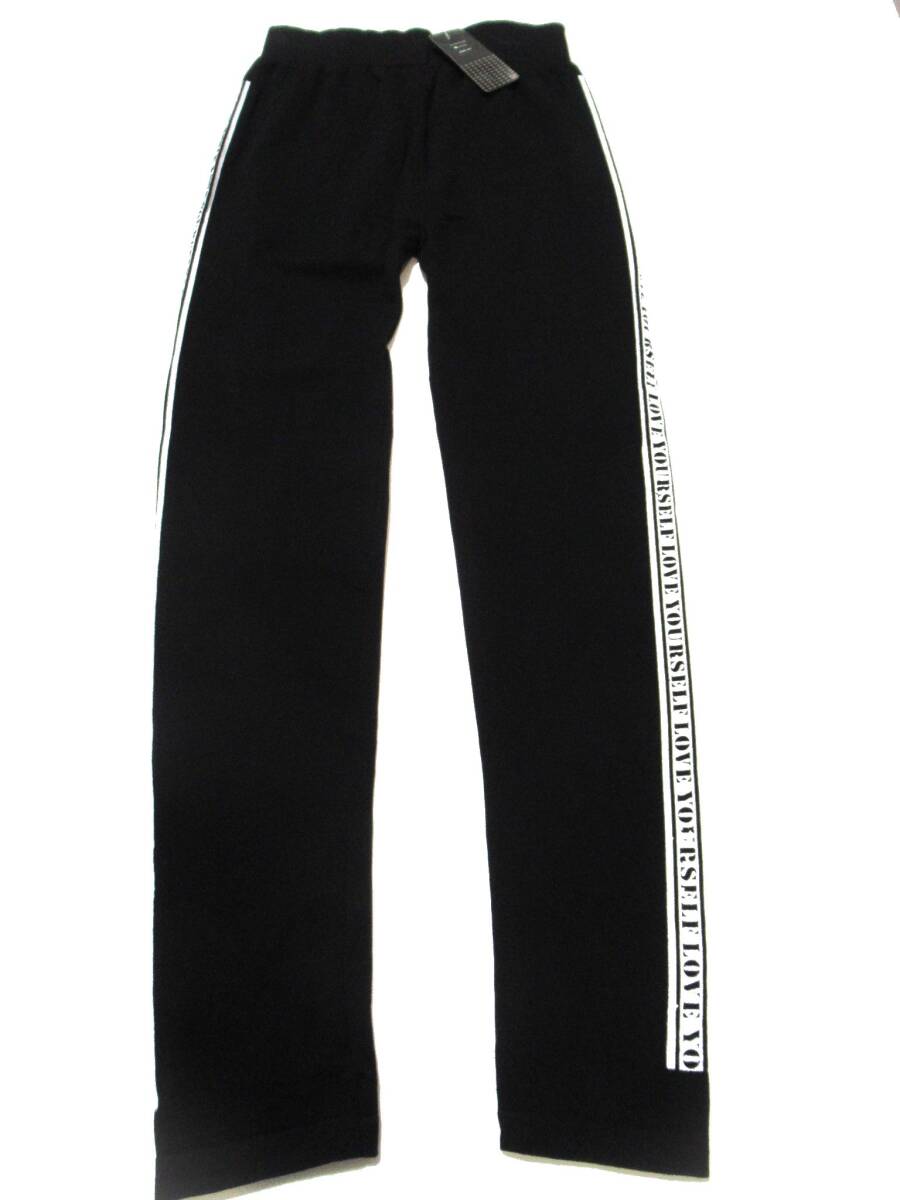 レディースファッション ボトムス サイド英字プリント ストレッチ レギンス サービス品 ブラック(1番)拍卖