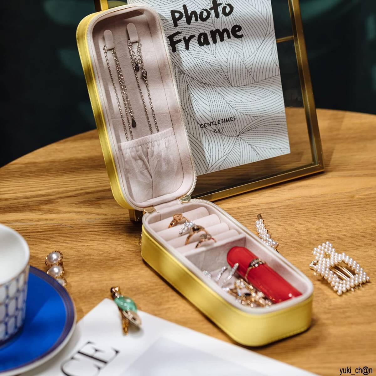 小さな宝石箱 黄色 トラベルジュエリーボックス ポータブルジュエリーボックス MINIジュエリーボックス ジュエリーストレージボックス拍卖