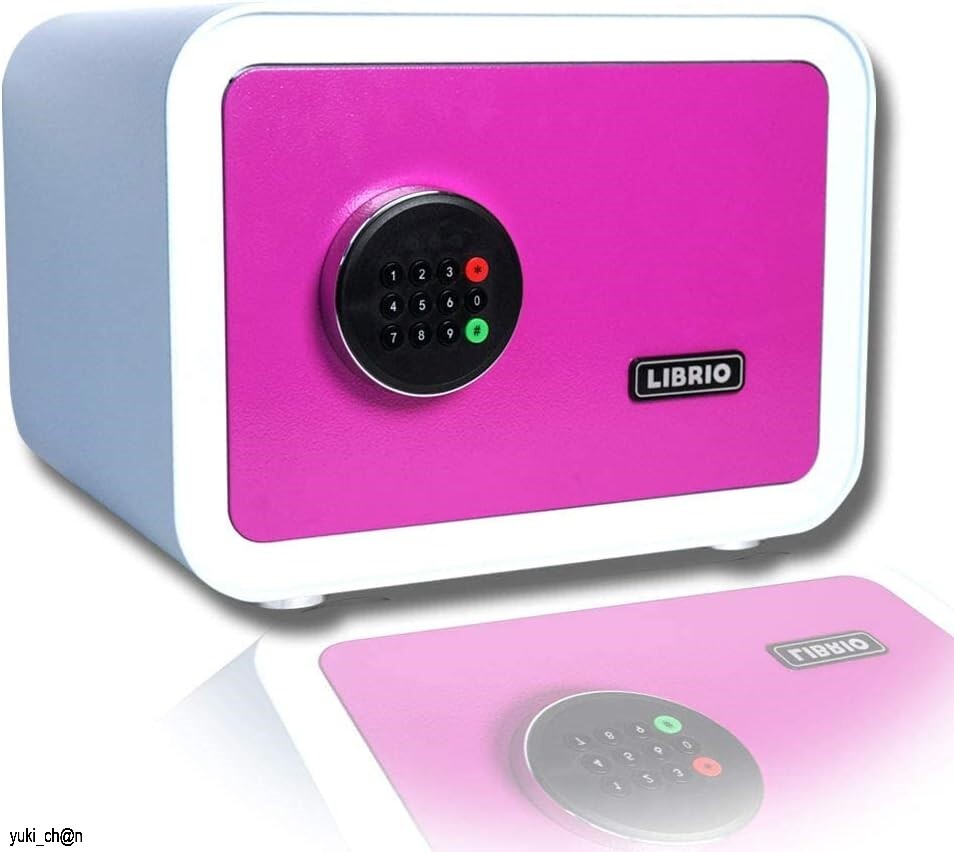 テンキー式 防犯金庫 16.7L ホワイトxピンク 金庫 保管庫 防犯対策 鍵付 おしゃれ かわいい 小型 中型 電子金庫 店舗用 防犯拍卖