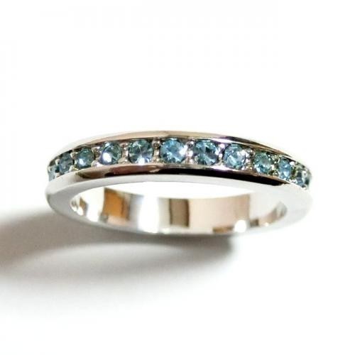 19号 フルエタニティ スワロフスキークリスタル アクアマリン シルバー リング 指輪 ユニセックス 男女兼用 レディース メンズ拍卖