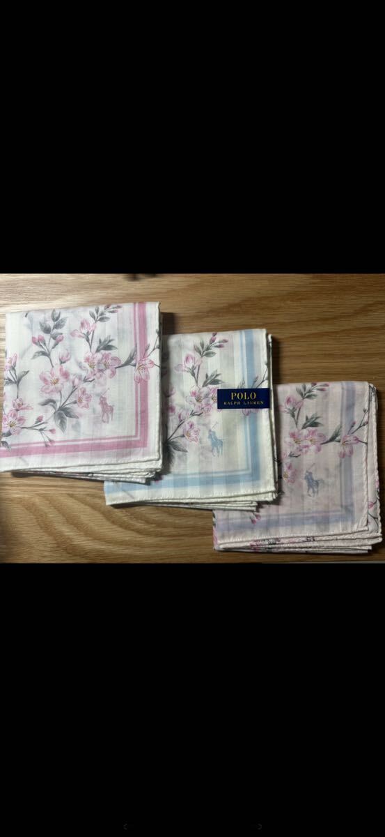 新品 ポロ ラルフローレン 桜 ハンカチ 3枚セット 花柄 入学祝い 卒業祝い お礼 贈り物 ホワイトデー拍卖