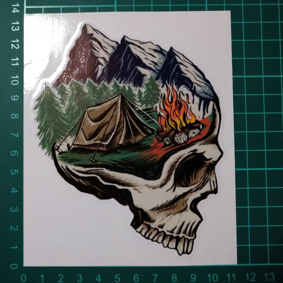 スカル ドクロ 頭蓋骨 キャンプ アウトドア 自然 山 焚き火 テント キャンピングカー キャンプ ステッカー 転写シール 拍卖