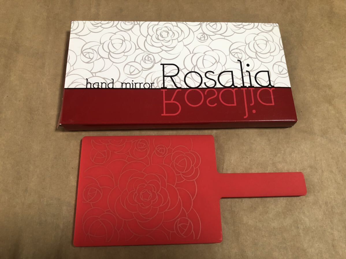 新品 薔薇柄 赤 手鏡 レッド バラ ミラー メイク ローズ 拍卖