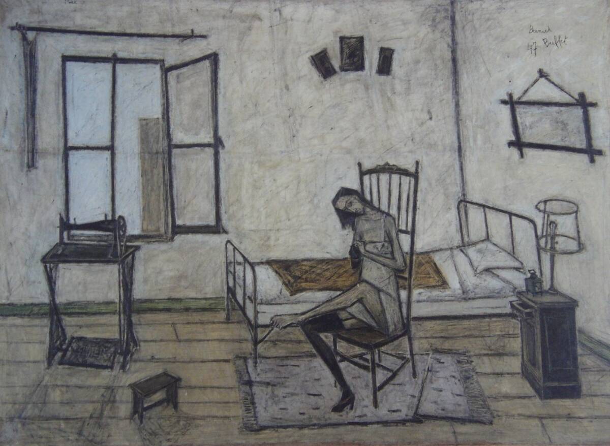 ベルナール・ビュフェ「部屋」  希少画集・額装画、日本製新品額縁、状態良好、送料無料拍卖