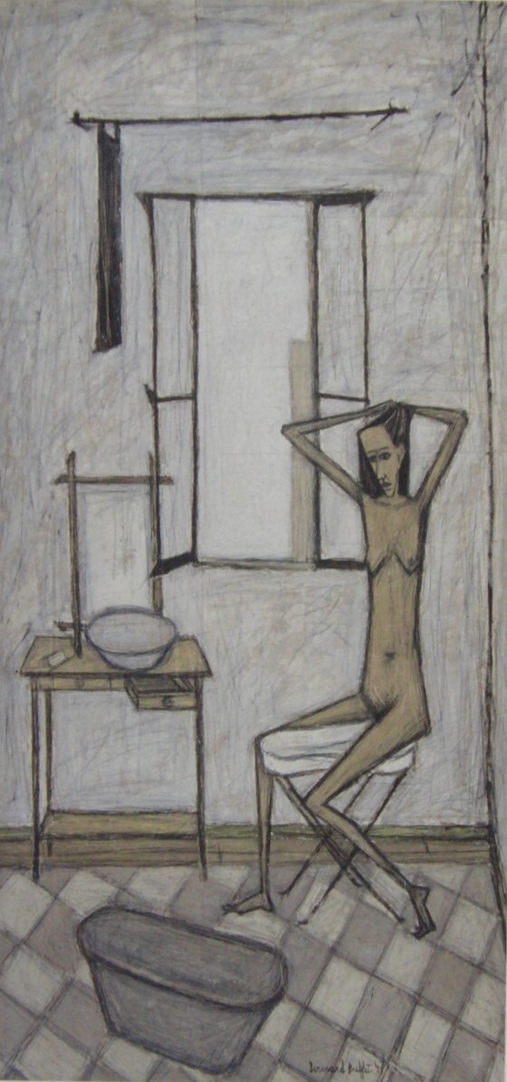 ベルナール・ビュフェ「髪をとかす女」  希少画集・額装画、日本製新品額縁、状態良好、送料無料拍卖