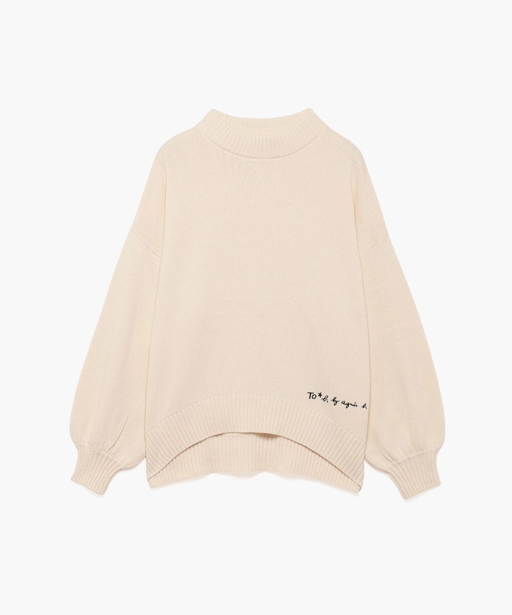 51◆ To b. by agnes b アニエスベー ソフト ニット プルオーバー ソフトニットプルオーバー ロゴ 刺繍 トップス 綿 コットン 長袖拍卖