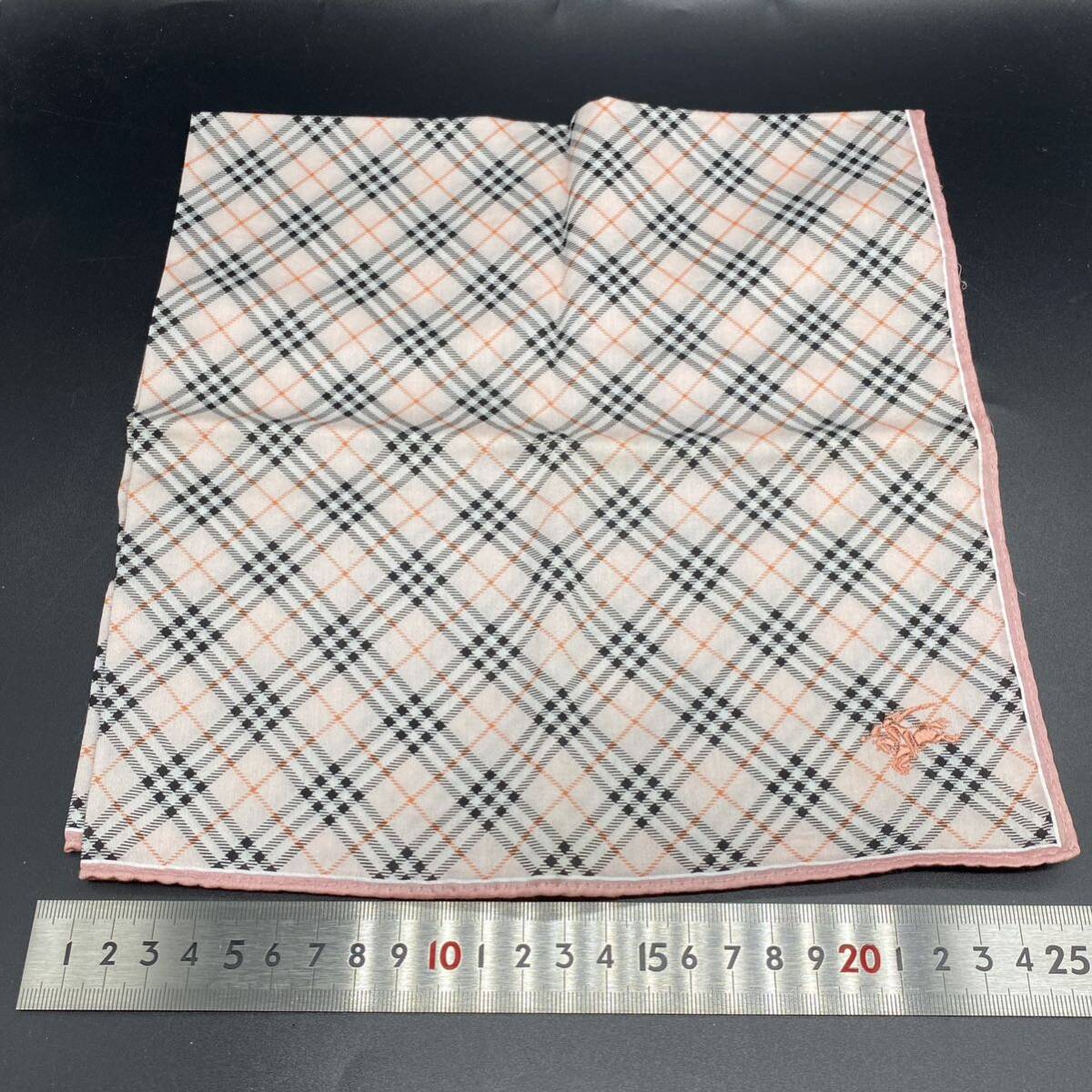 BURBERRY バーバリー ハンカチ ピンク チェック ピンクホースマーク刺 ふちピンク no.36拍卖