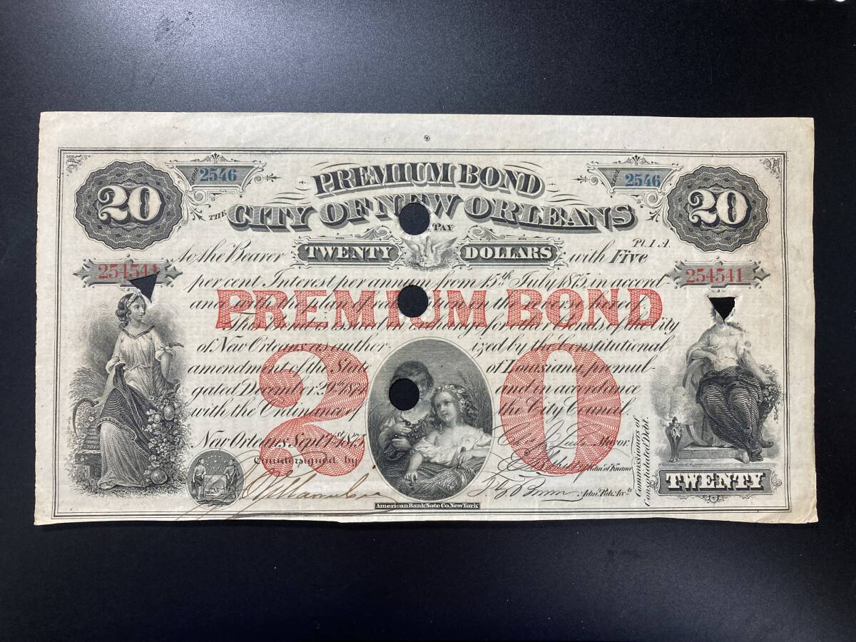 【注目/珍品/レア/希少/貴重】アメリカ 米国 20ドル パンチ穴拍卖