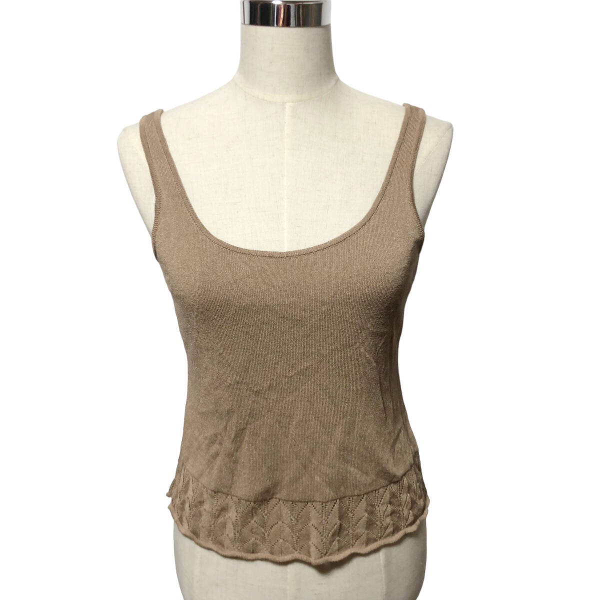 Max Mara マックスマーラ ニット タンクトップ トップス レーヨン L ベージュ イタリア製 レディース A17拍卖