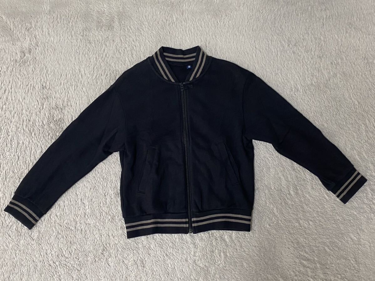 【130cm】UNIQLO ユニクロ キッズ ジュニア アウター ブラック スウェットジャンバー★拍卖