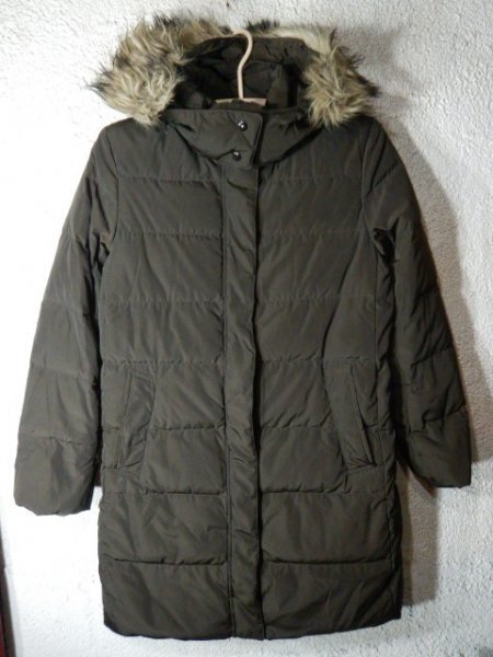 n8853 UNIQLO ユニクロ レディース あたたか ダウン パーカー コート ジャケット ジップ+スナップボタン 人気拍卖