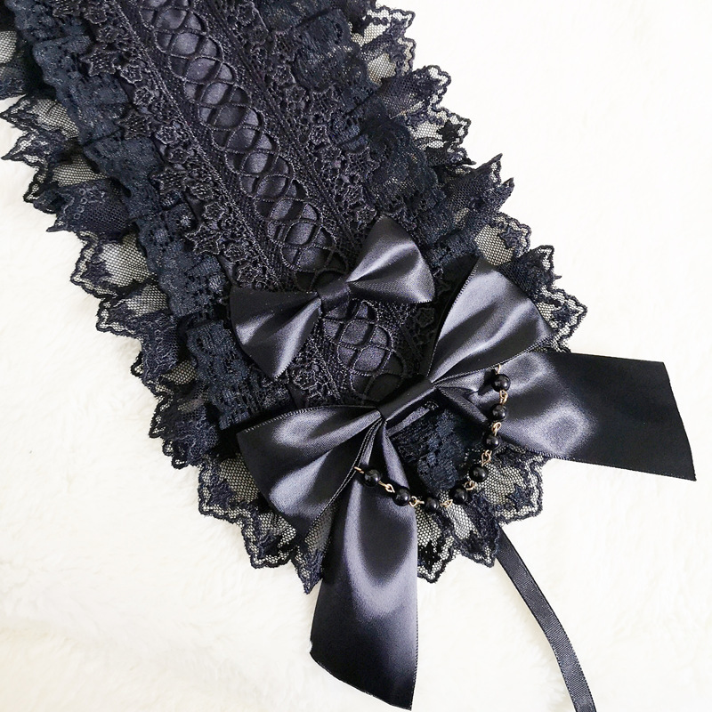 ロリータ Lolita へアドレス ハンドメイド ゴスロリ ゴシック 華麗 ヘッドドレス カチューシャ ブラック クロス 十字架 レース レディース拍卖